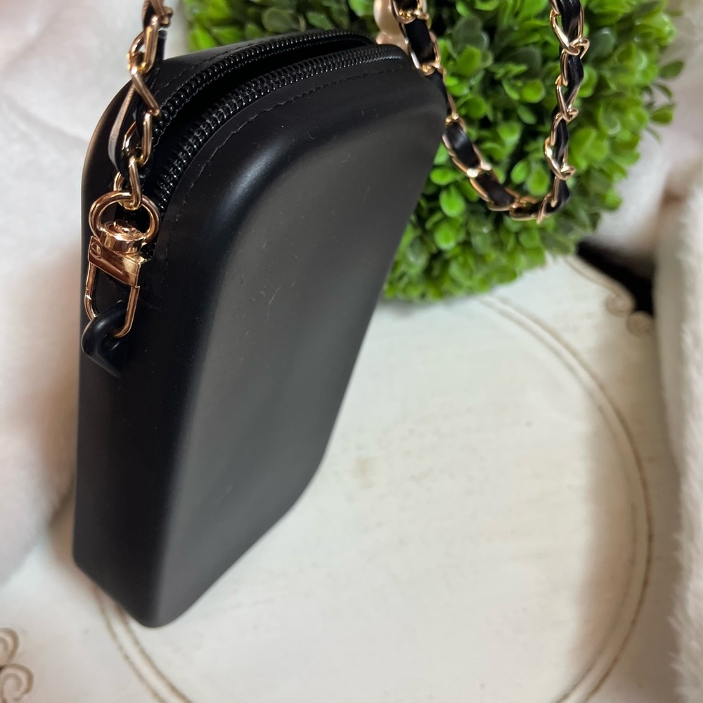 Boujee silicone Black Crossbody Phone Case with Faux Pearl Accents new - Picture 5 of 8